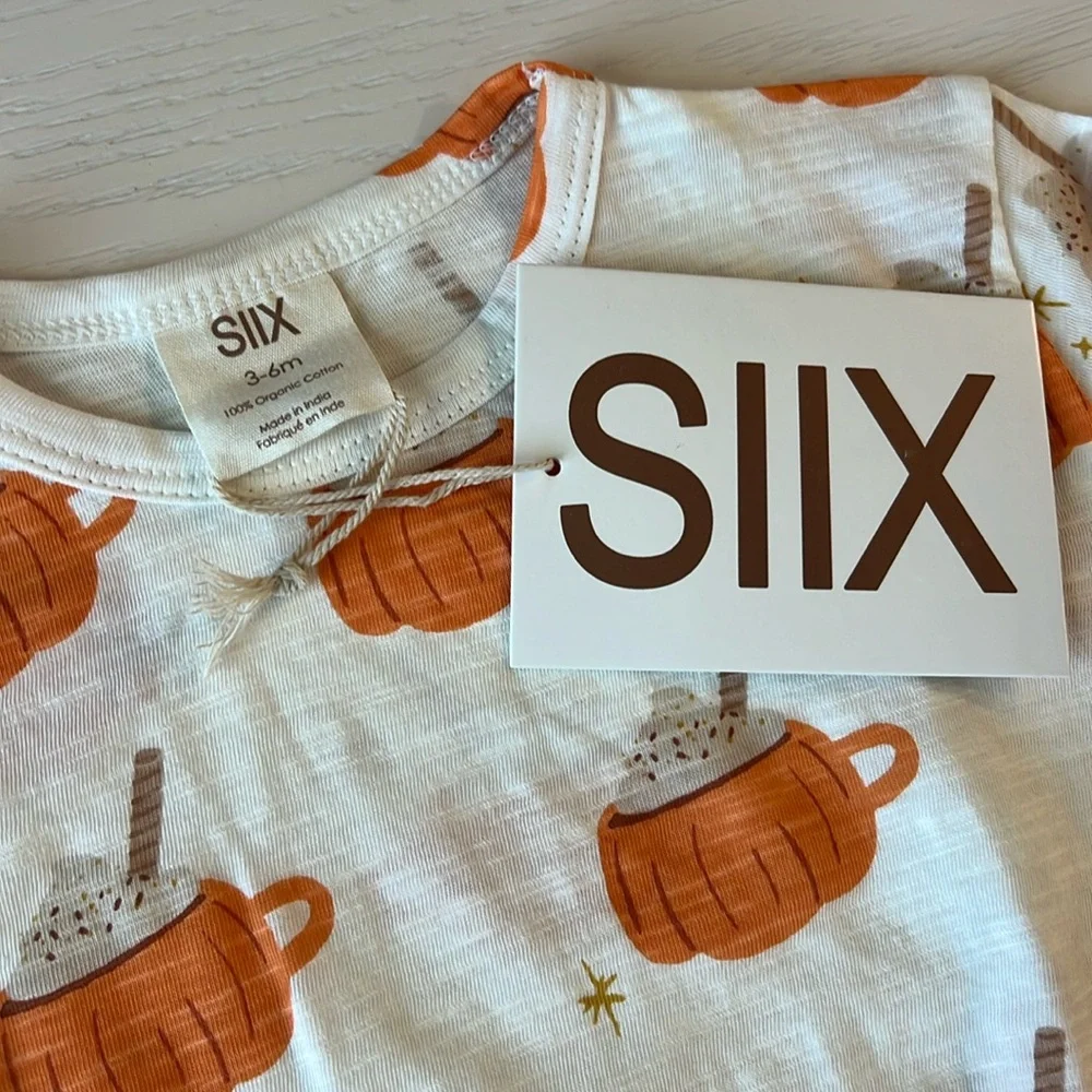🎃 SIIX Organic Cotton Pumpkin Spice Bubble Romper 3-6 12-18 18-24 months